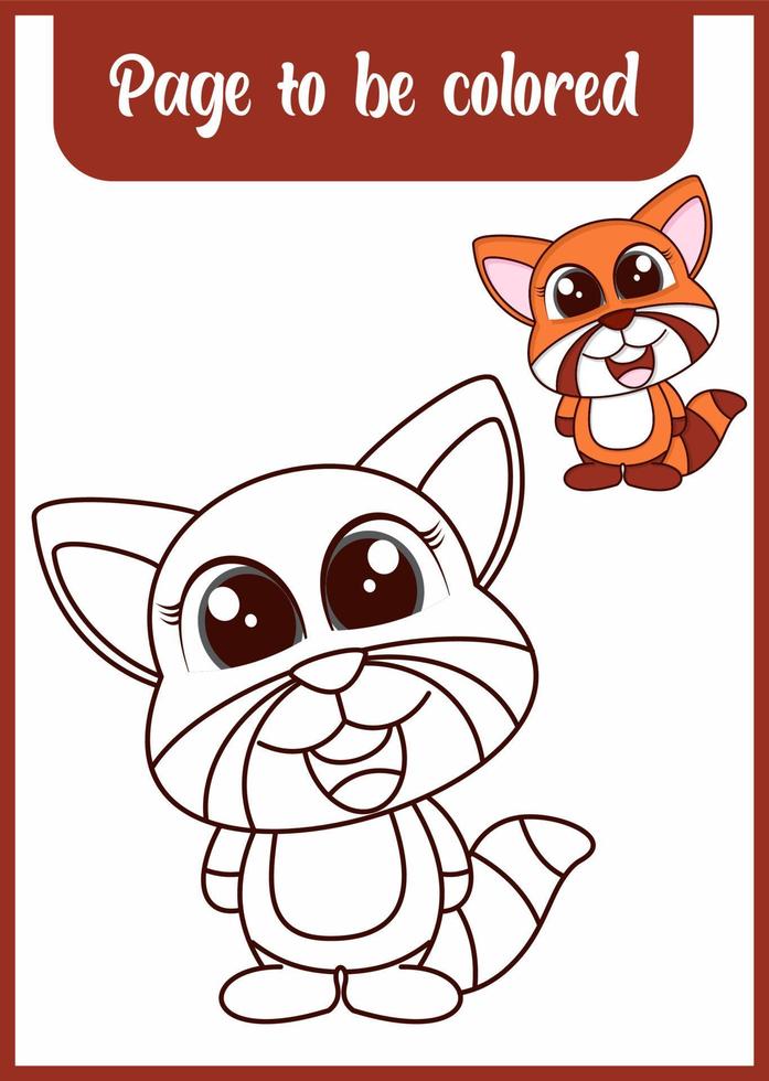 Hand drawn red panda for coloring, coloring page vector, blank printable design for children to fill in vector