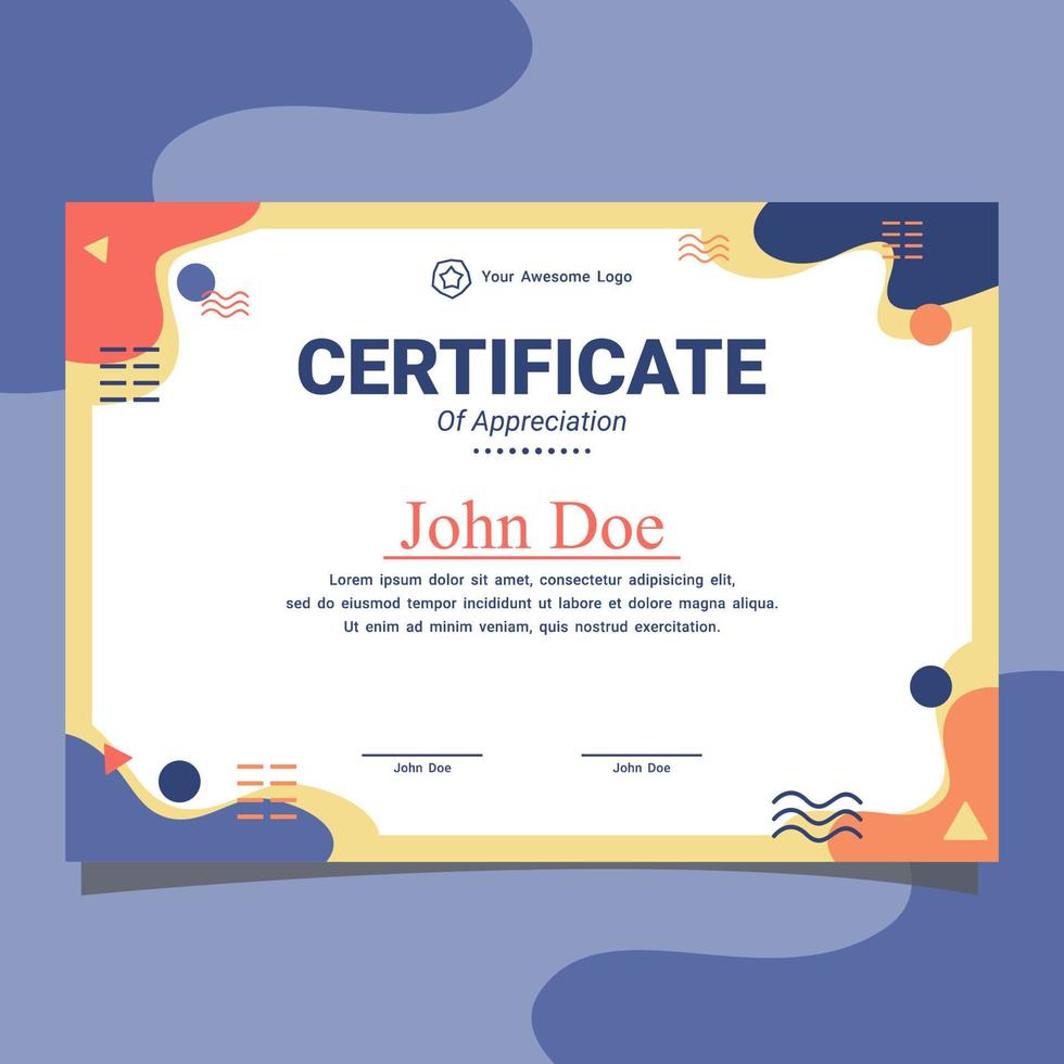 Abstract colorful certificate template design vector