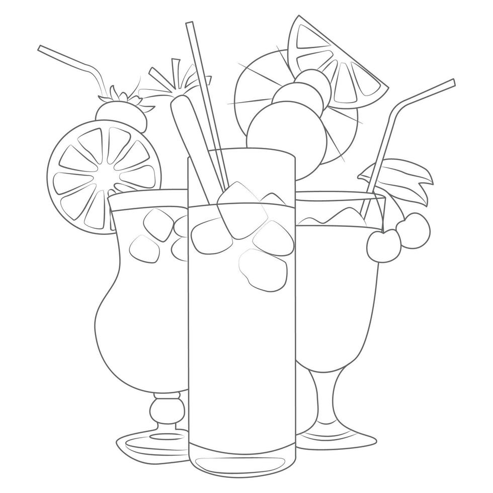 cocktail coloring pages, coloring pages, line art, 11136572 Vector Art