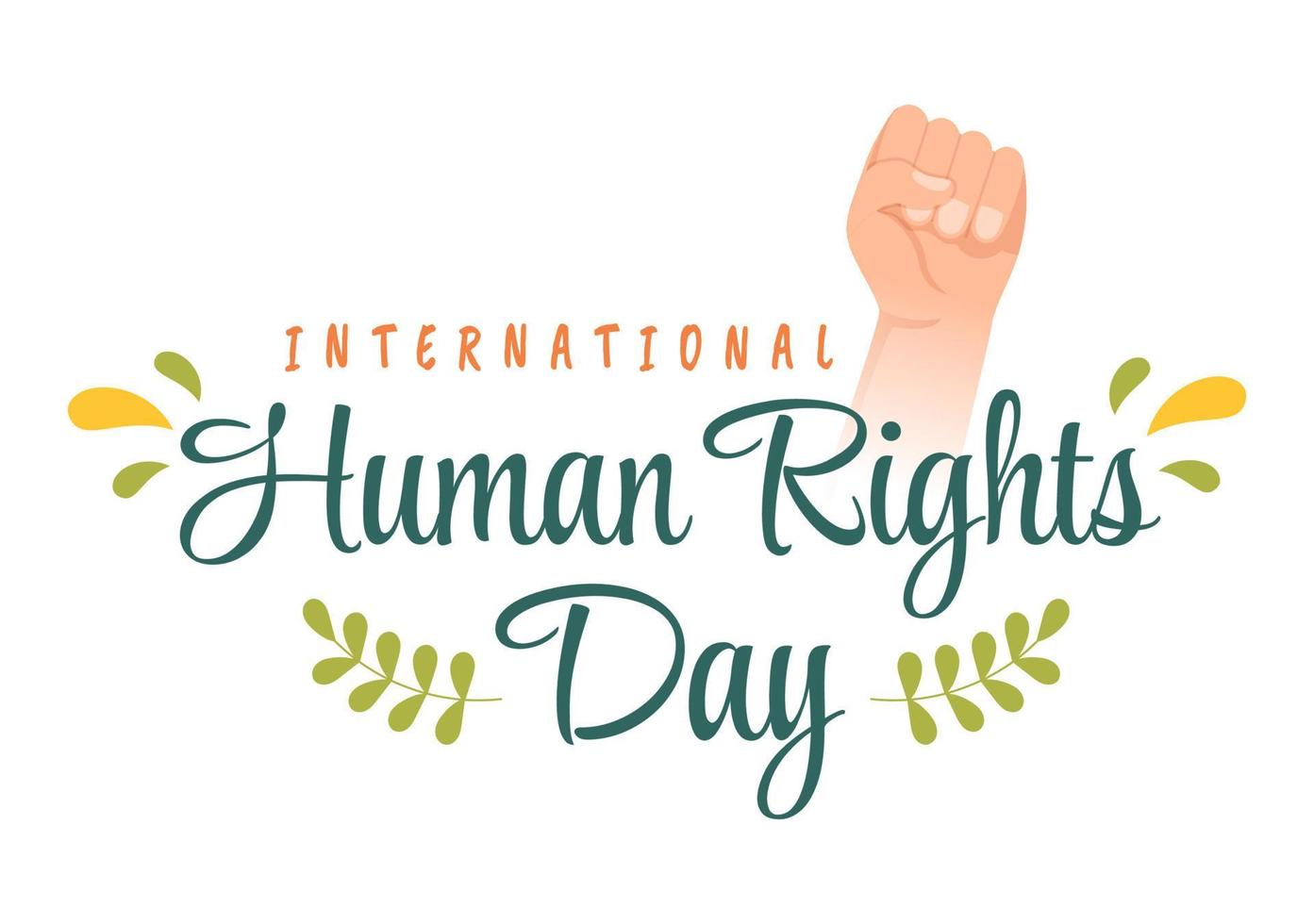 Human Rights Day Template Hand Drawn Flat Cartoon Illustration with Hands Raised Breaking Chains or Holding Hand Design vector