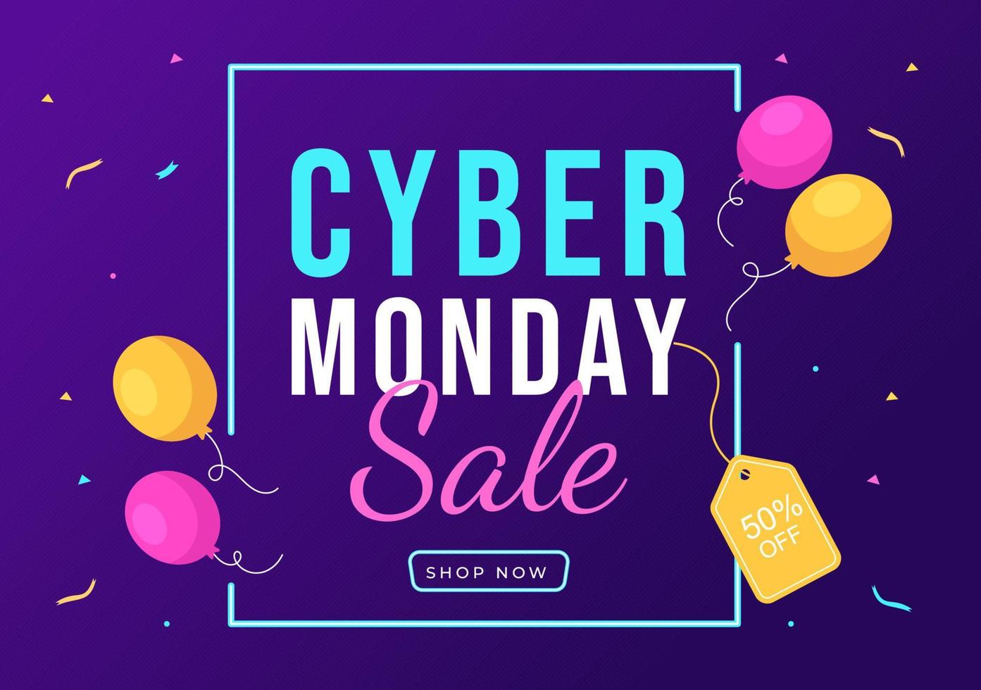 Cyber Monday Template Hand Drawn Cartoon Flat Background Illustration of Business Online Shopping with Big Discount Promo in the United States vector