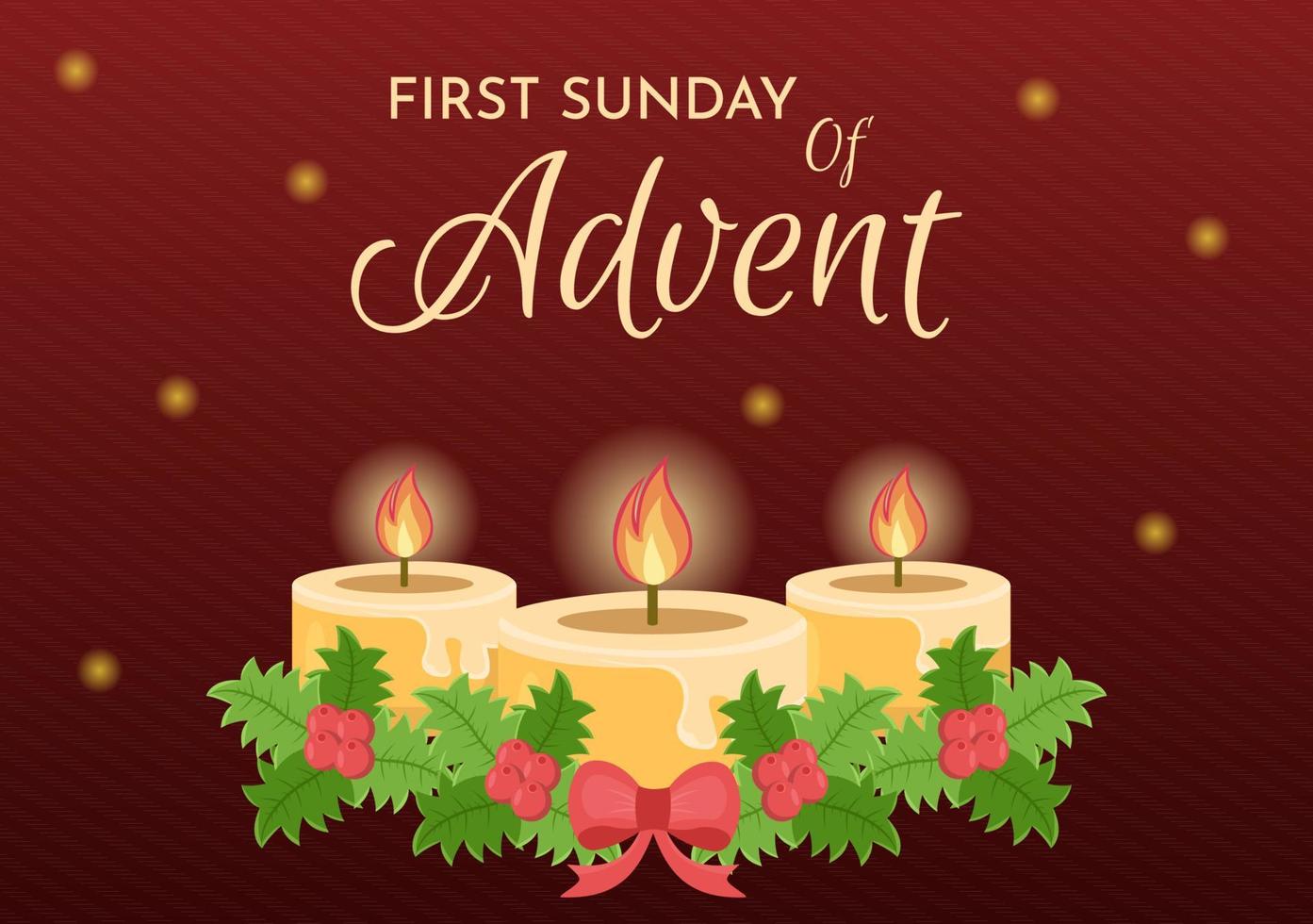 First Sunday of Advent or the Beginning of a New Church Year Which Takes Place on November 27 in Template Hand Drawn Cartoon Flat Illustration vector