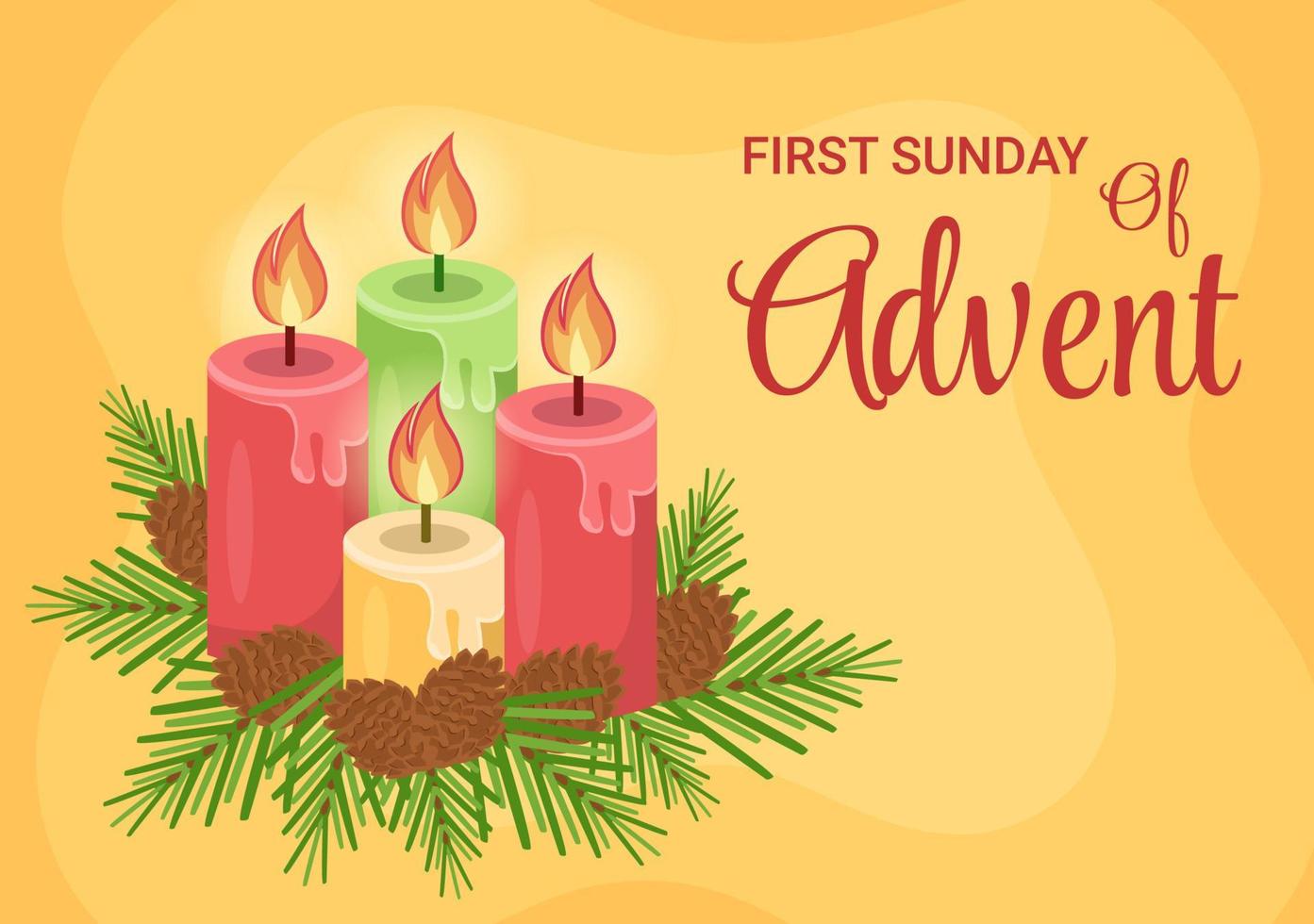 First Sunday of Advent or the Beginning of a New Church Year Which Takes Place on November 27 in Template Hand Drawn Cartoon Flat Illustration vector