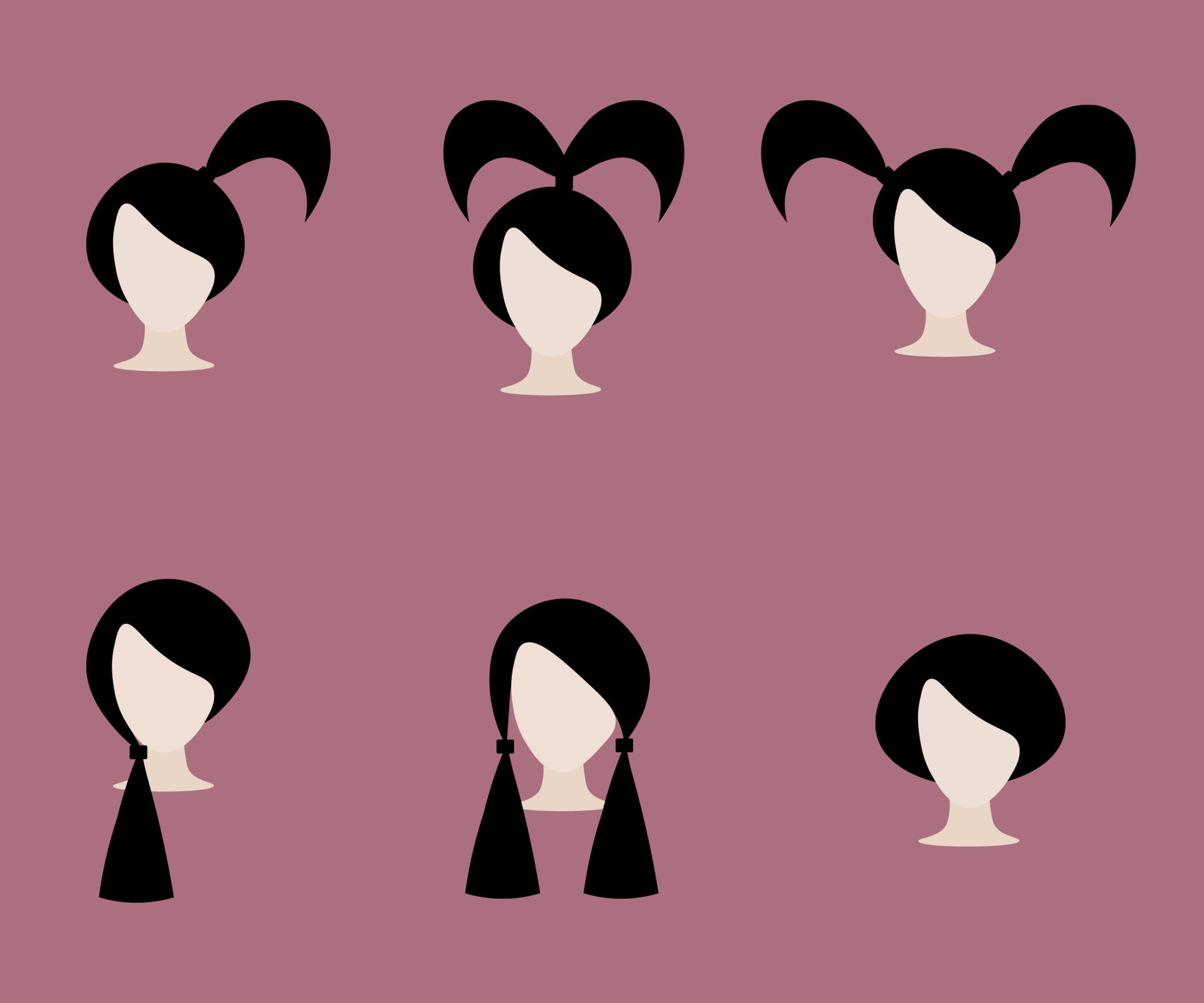 Women's and children's haircuts and hairstyles. Hairstyle silhouette