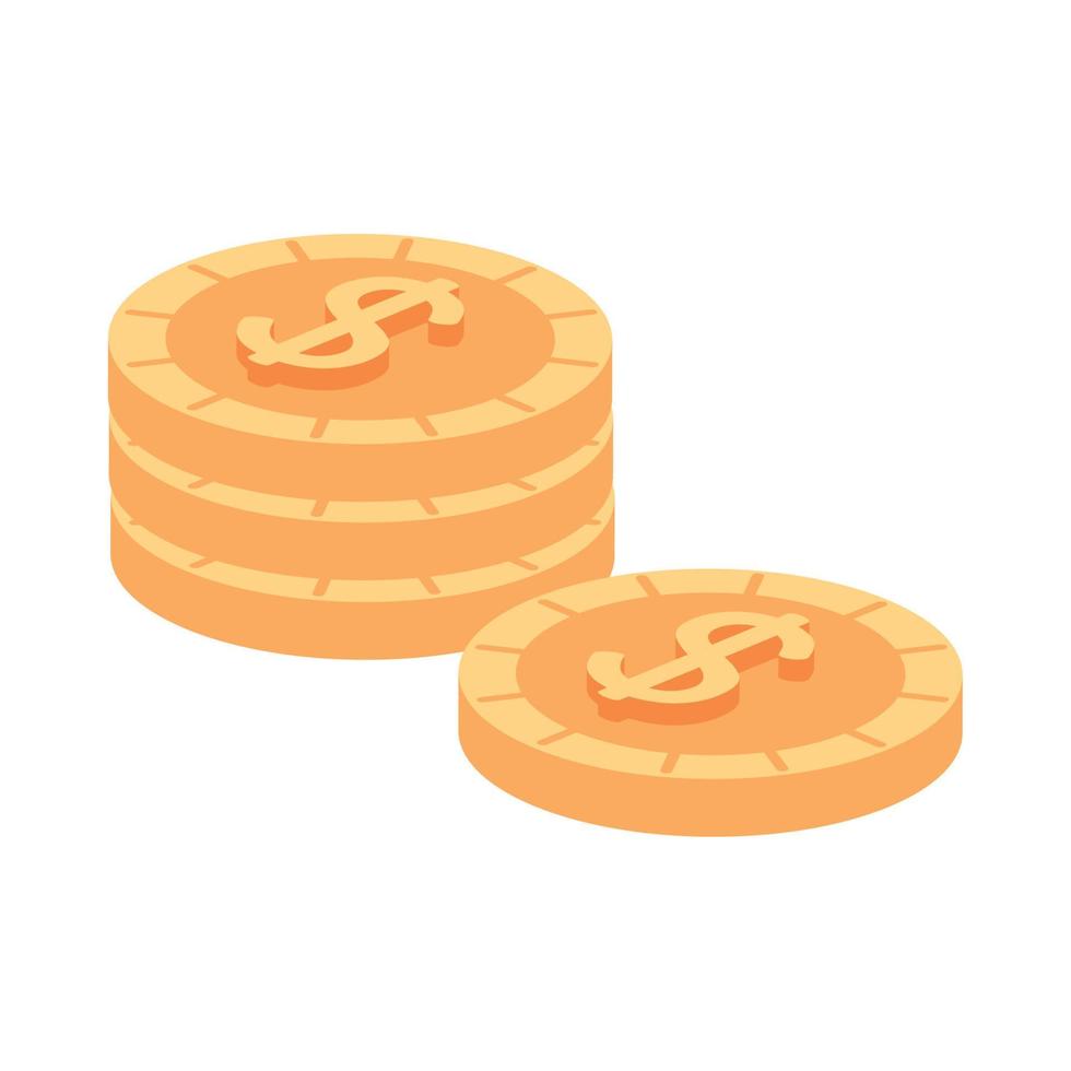 coins dollars isometric vector