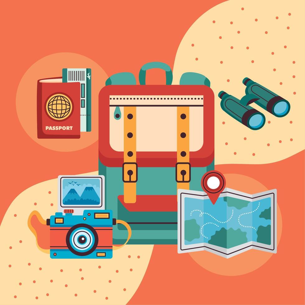 travel bag with accessories vector