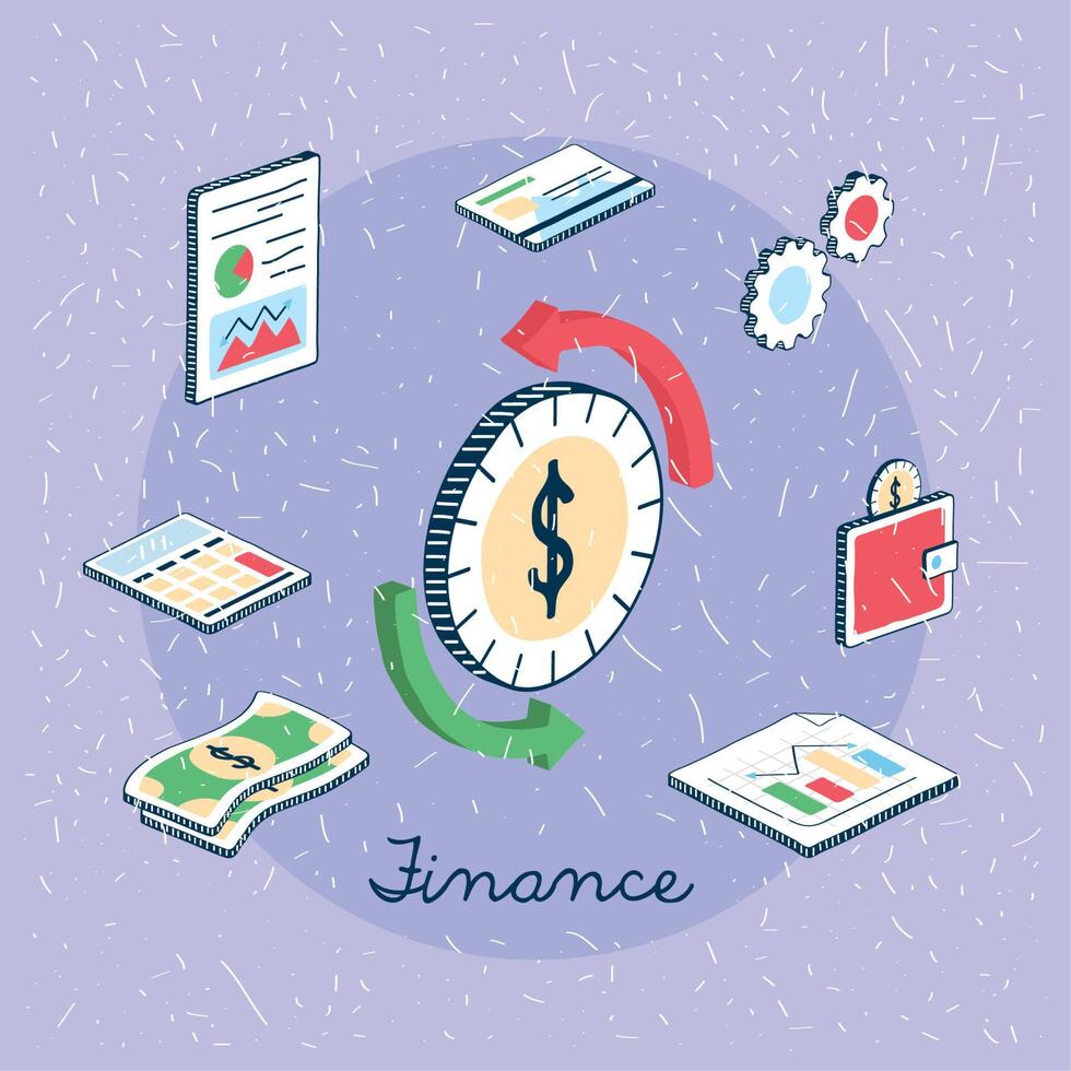finance lettering with coin vector