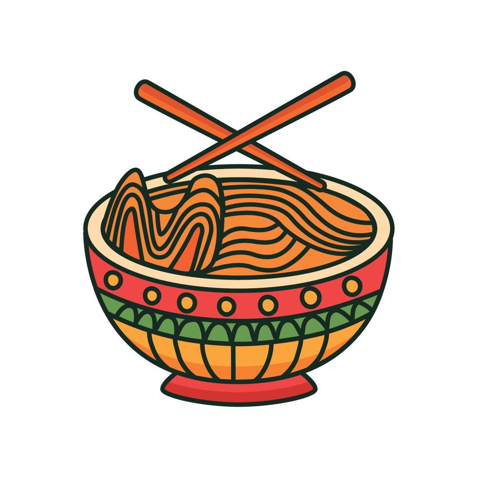 japanese food in bowl vector