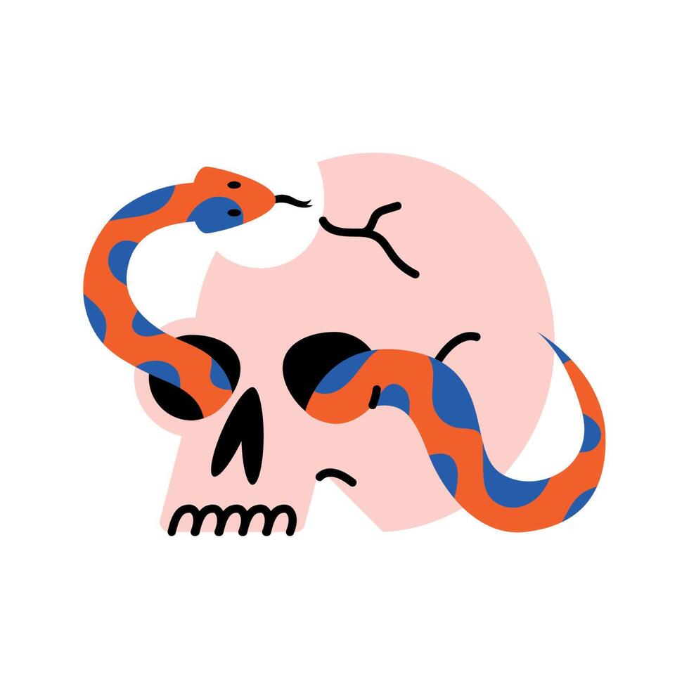 snake and skull vector