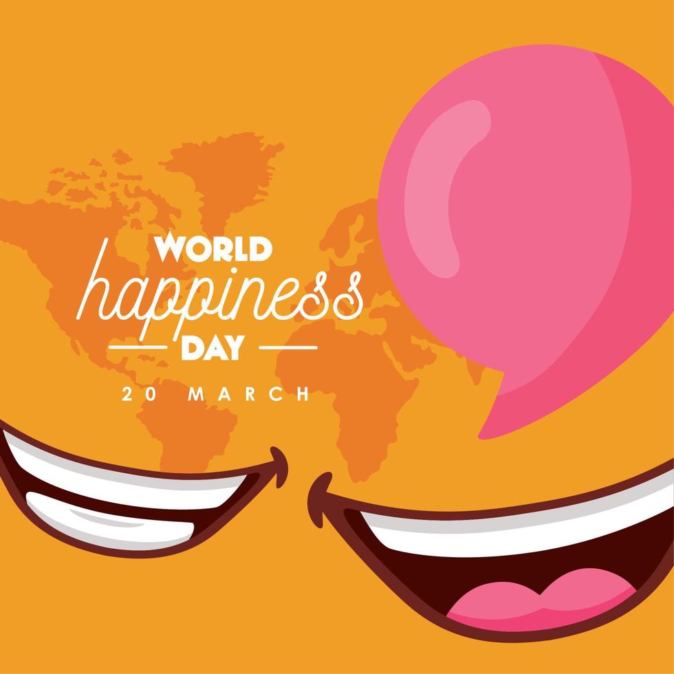 international happiness day lettering card vector