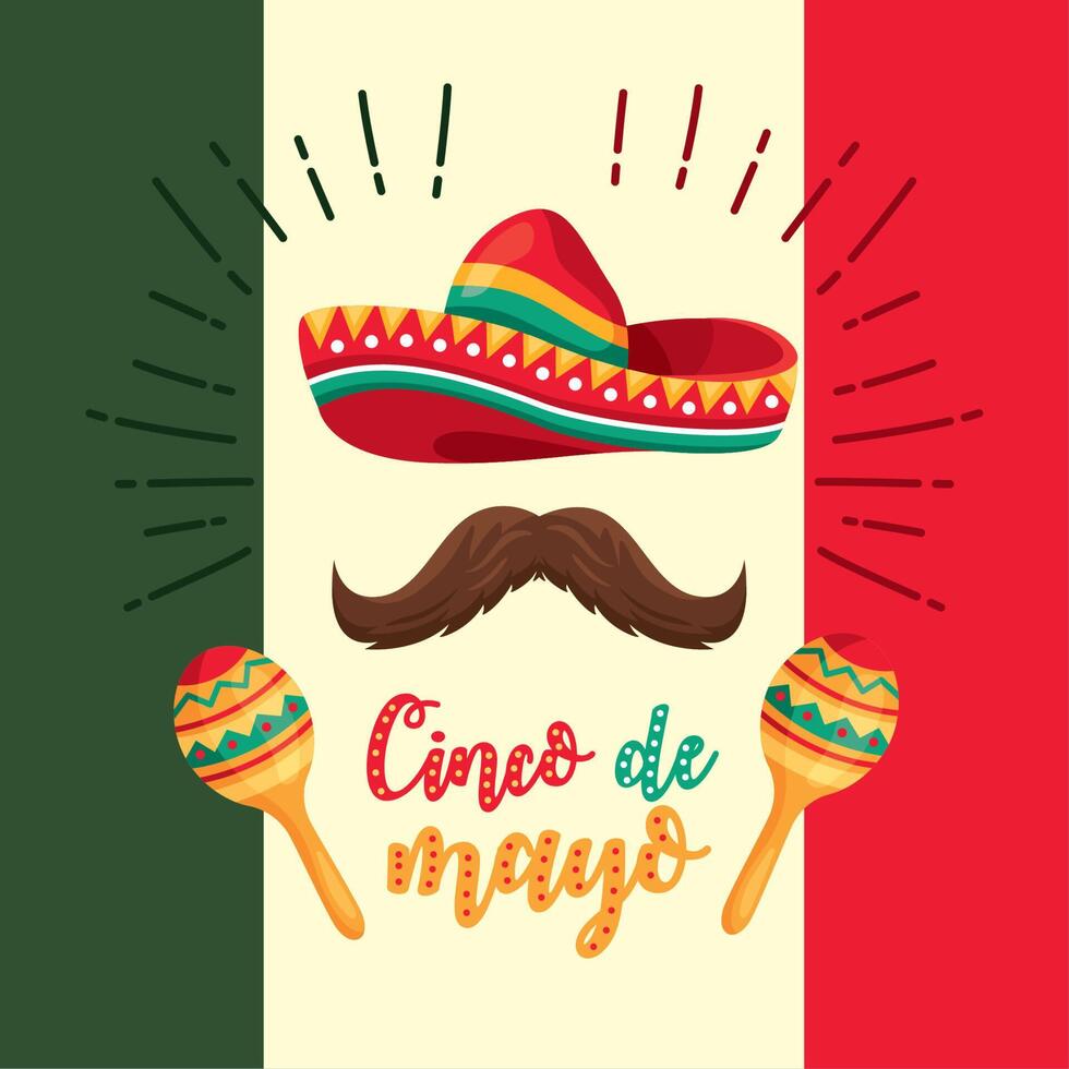 cinco de mayo lettering card vector