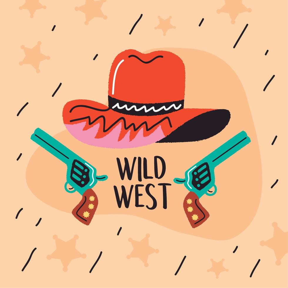 wild west guns and hat vector