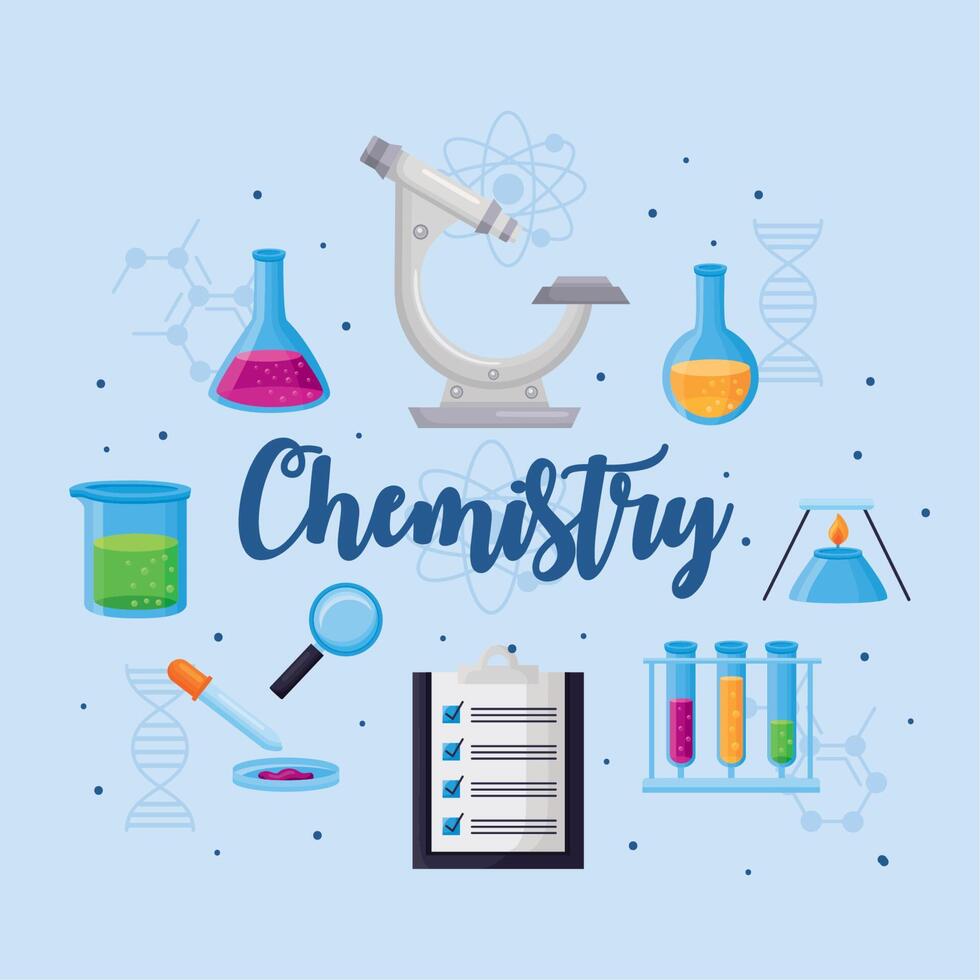 letras e iconos de química vector