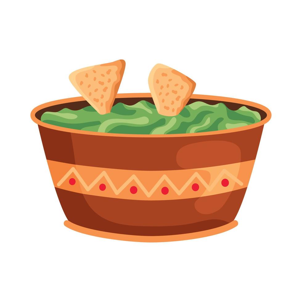 nachos mexicanos con guacamole vector