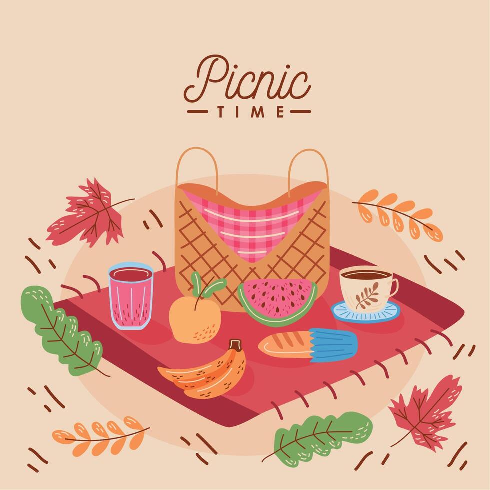 picnic time lettering vector