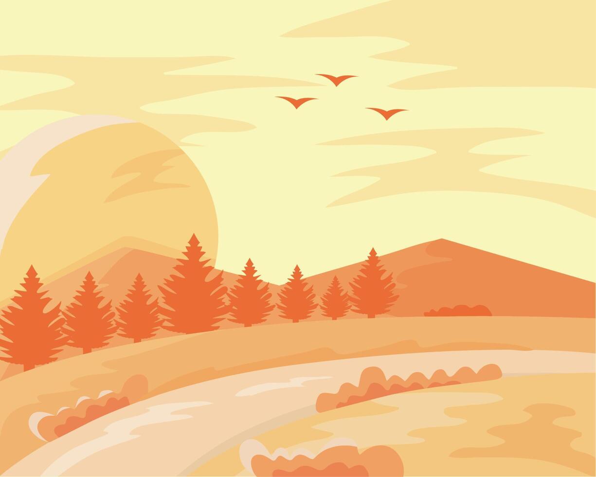 river and forest vector