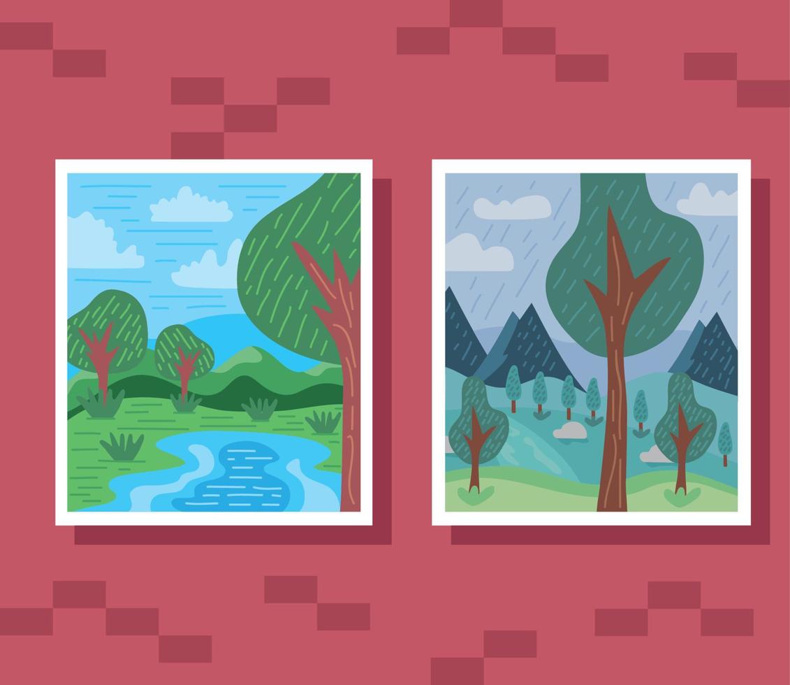 pair rural landscapes vector