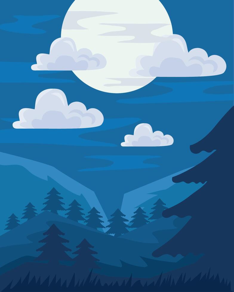 forest night landscape vector