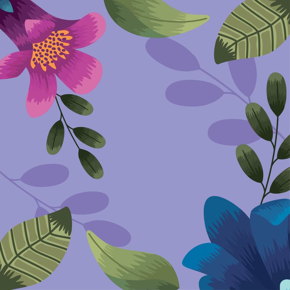 leafs and flower border vector