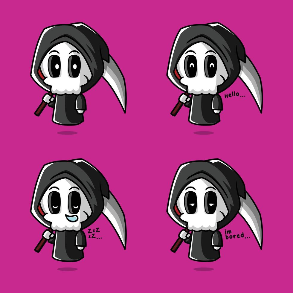 vector illustration of cute grim reaper emoji