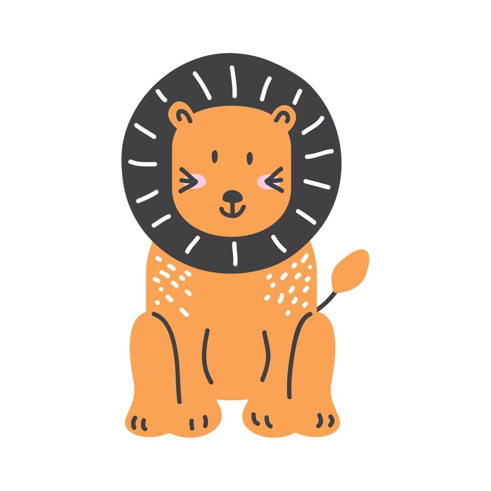 lion doodle character vector