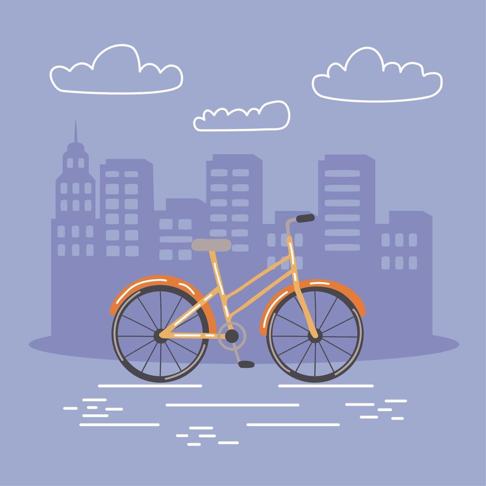 bicicleta naranja en la ciudad vector