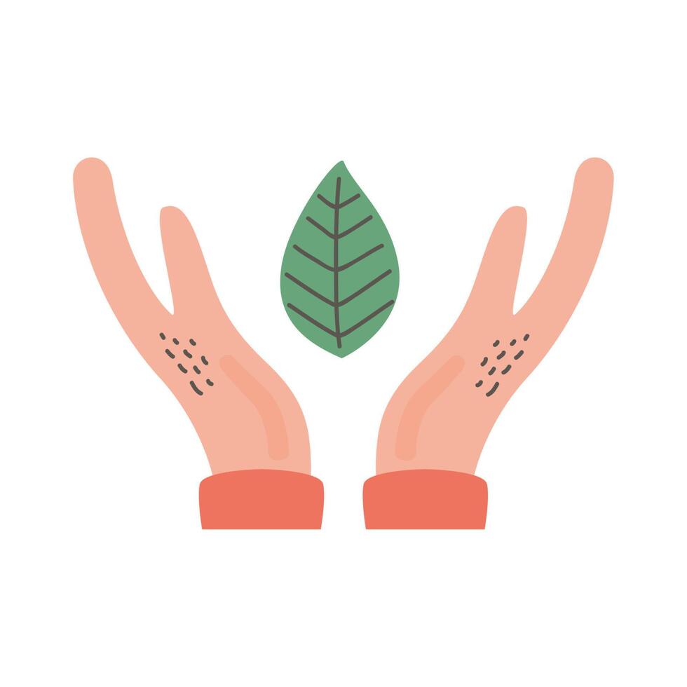 hands human protection leaf vector