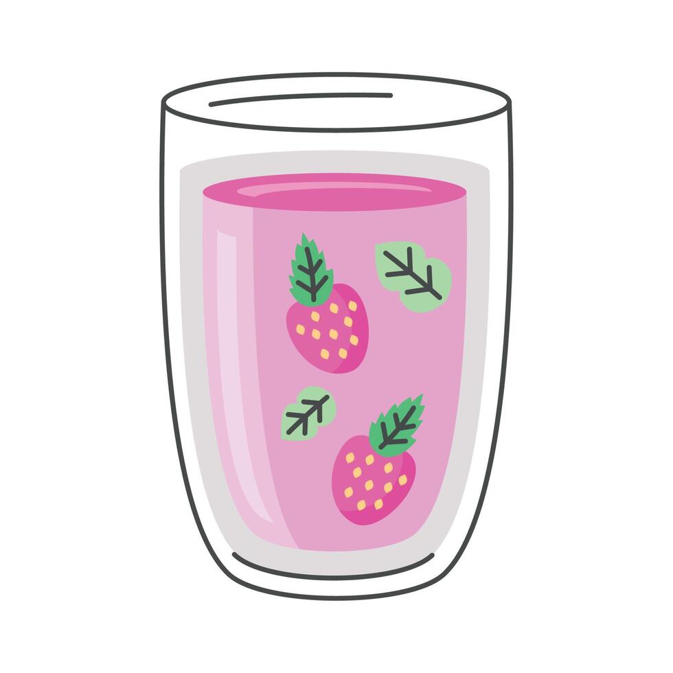 strawberry juice in glass vector