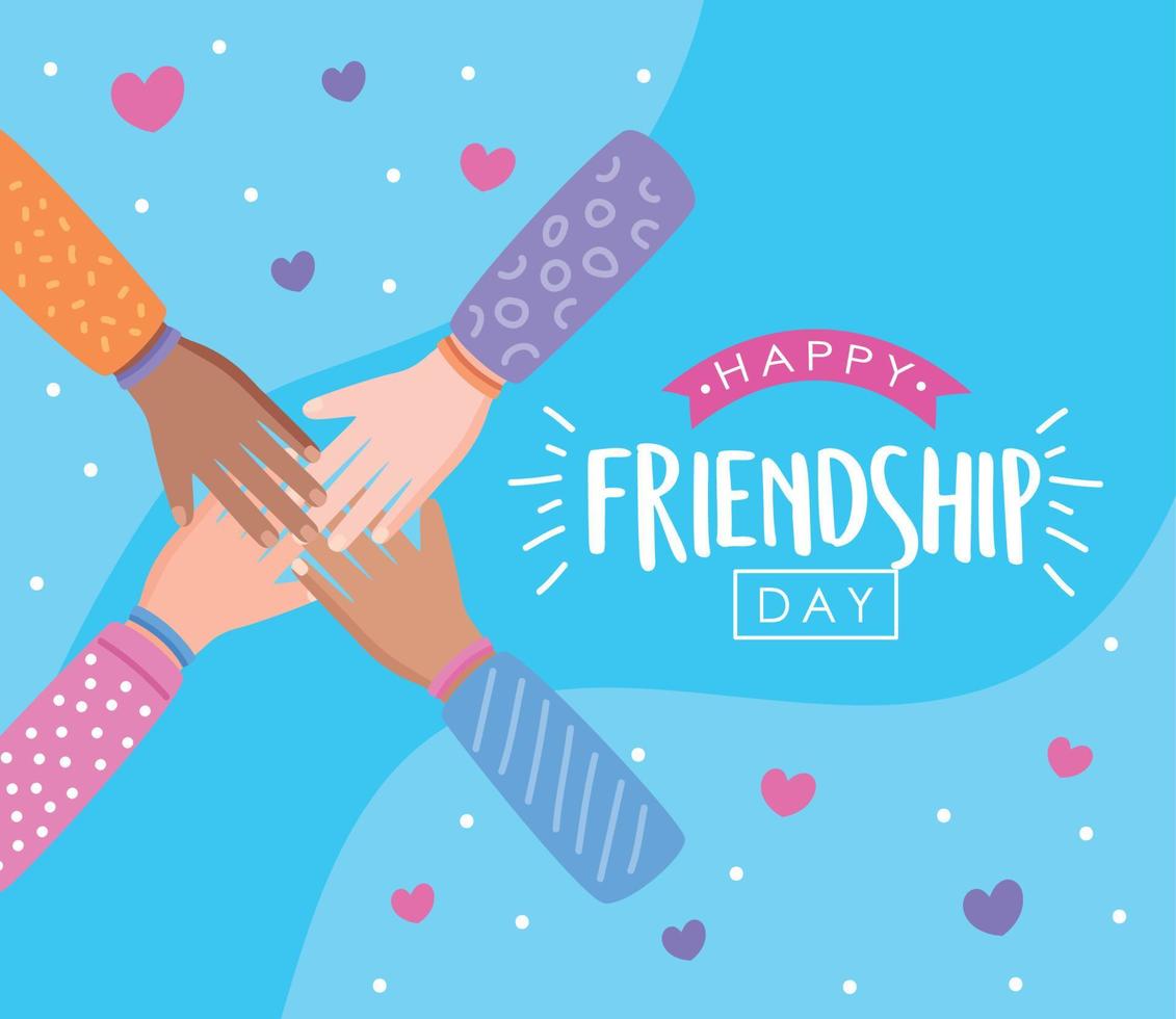 happy friendship day lettering card vector