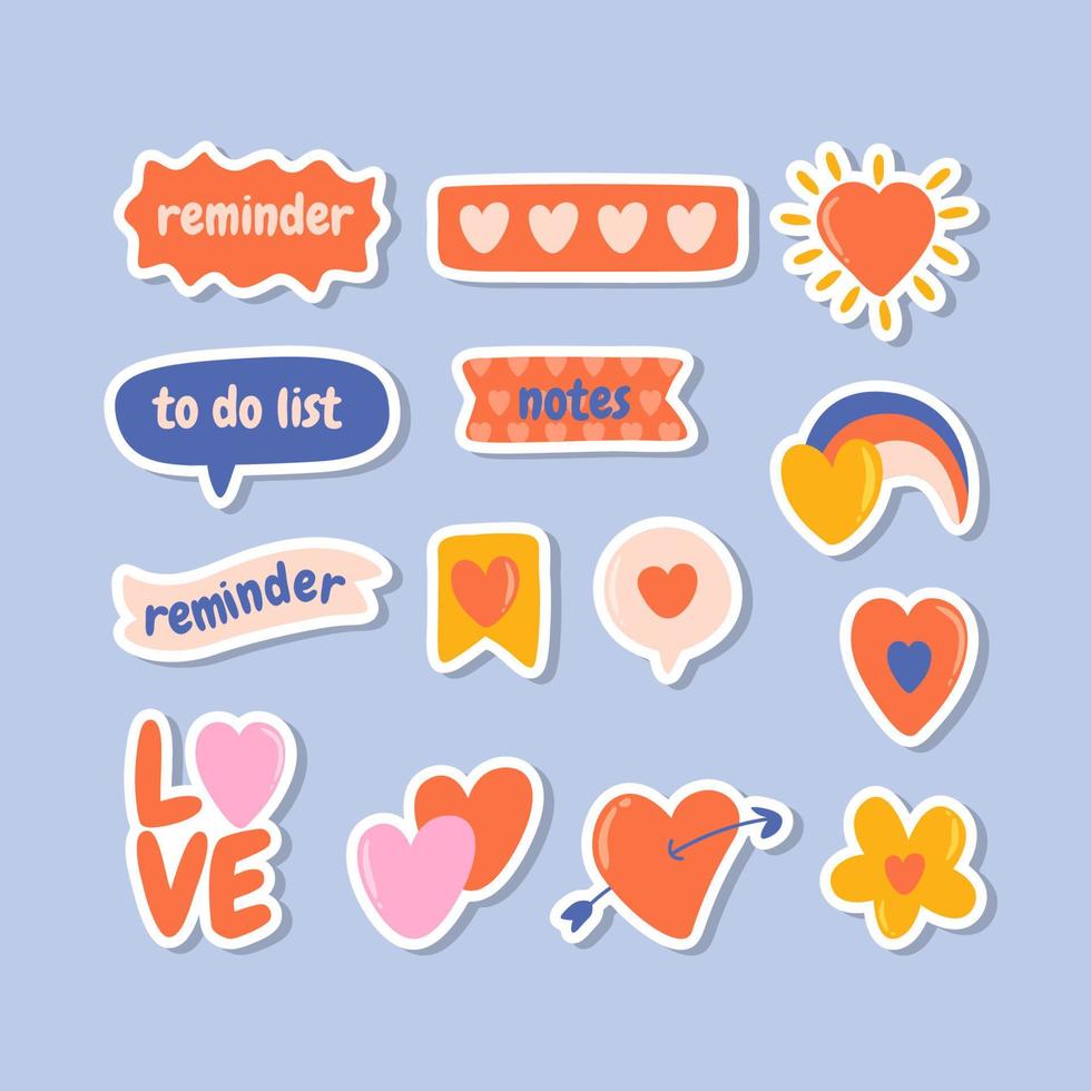 Heart Love Hand Drawn Sticker For Journal Template vector