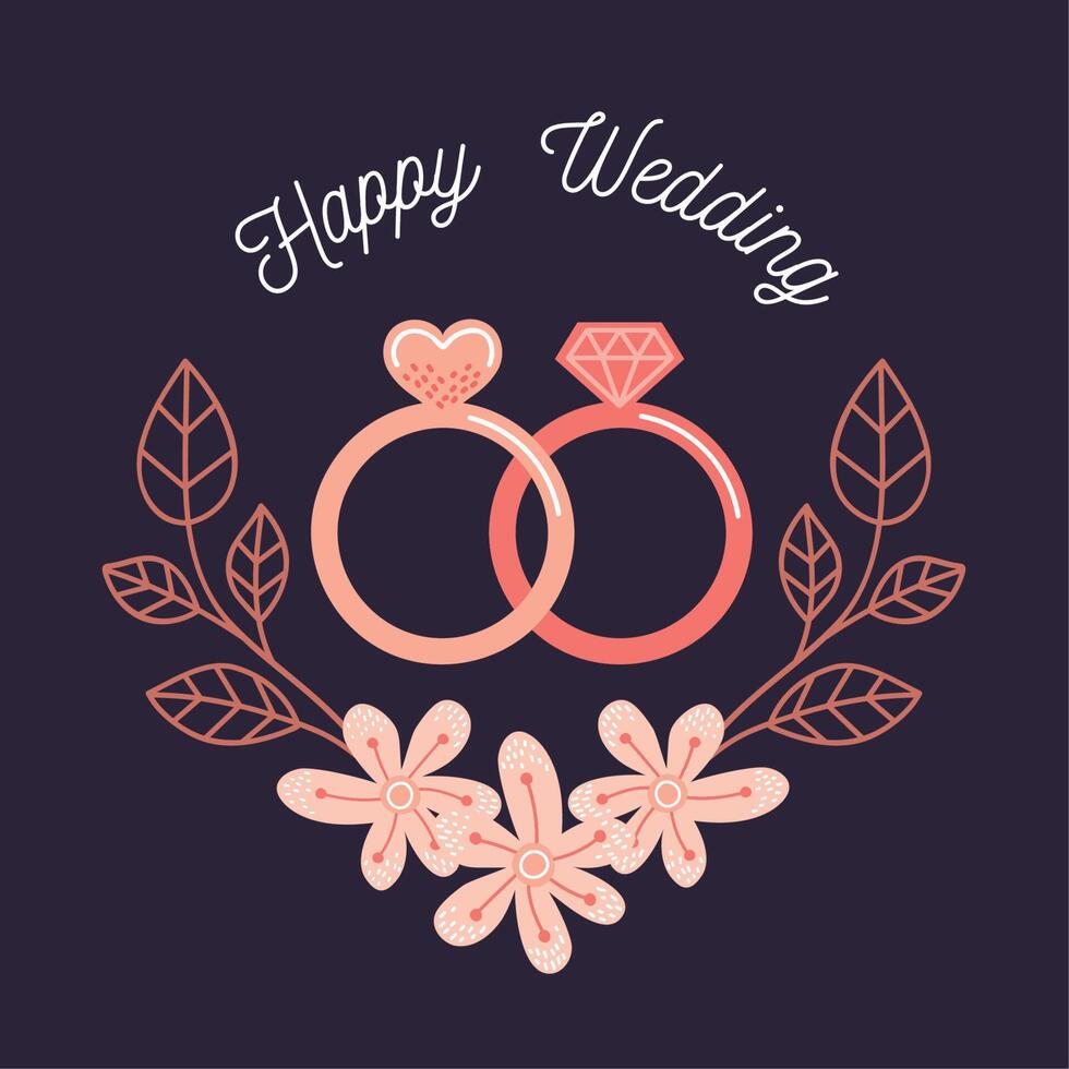 happy wedding card vector