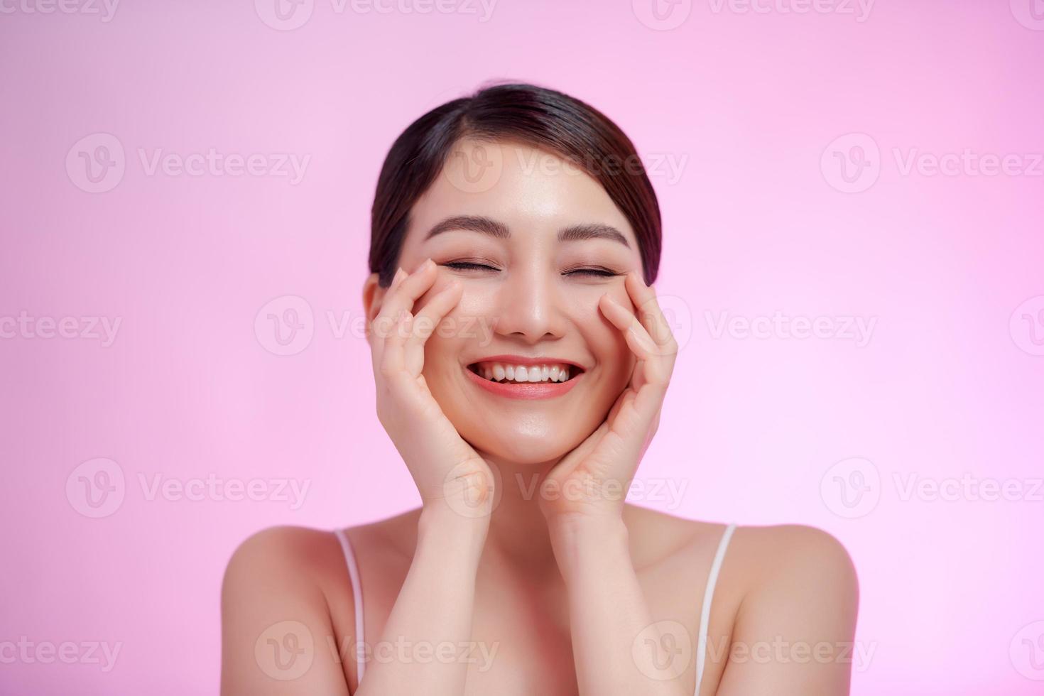 Natural woman beauty clean skin beautiful female cosmetic concept face portrait photo