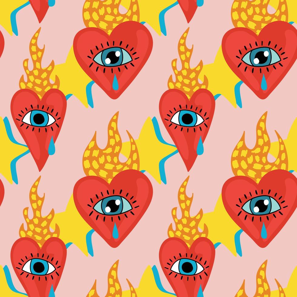 cute sacred heart seamless pattern design vector