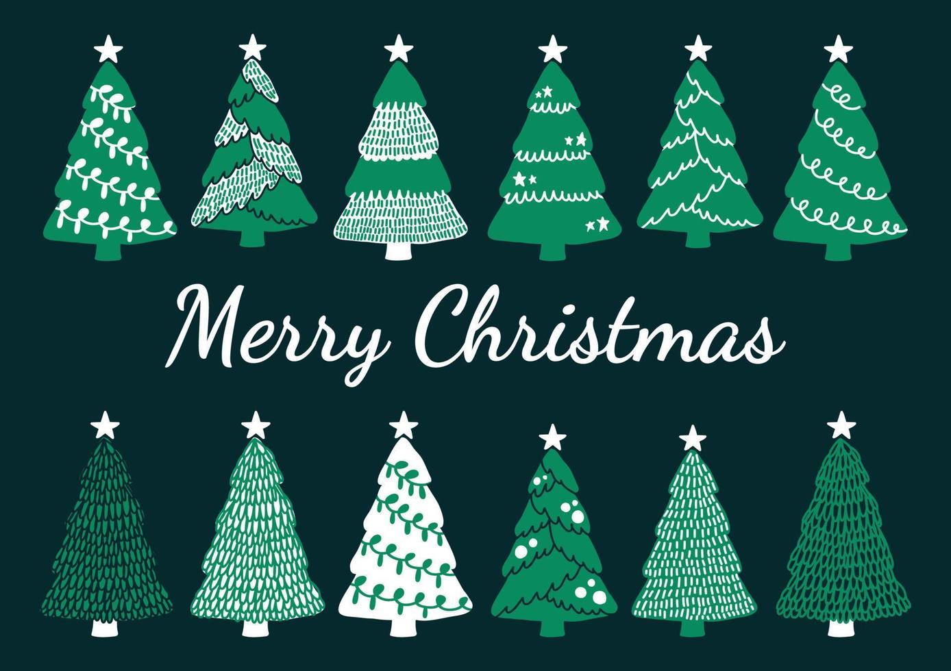 cute handraw christmas trees cute design vector