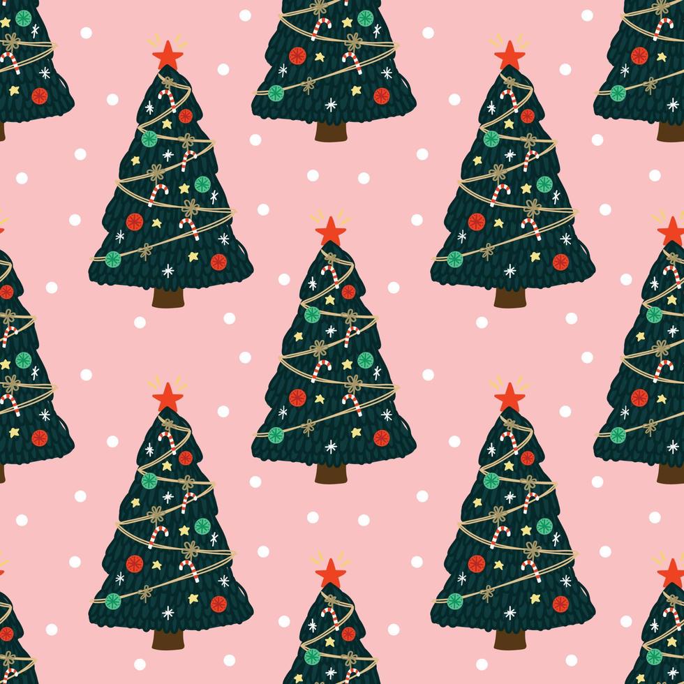 cute christmas items seamless pattern design for wrapping paper on pink background vector