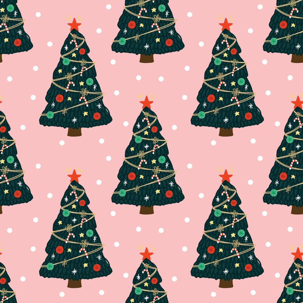 cute christmas items seamless pattern design for wrapping paper on pink background vector