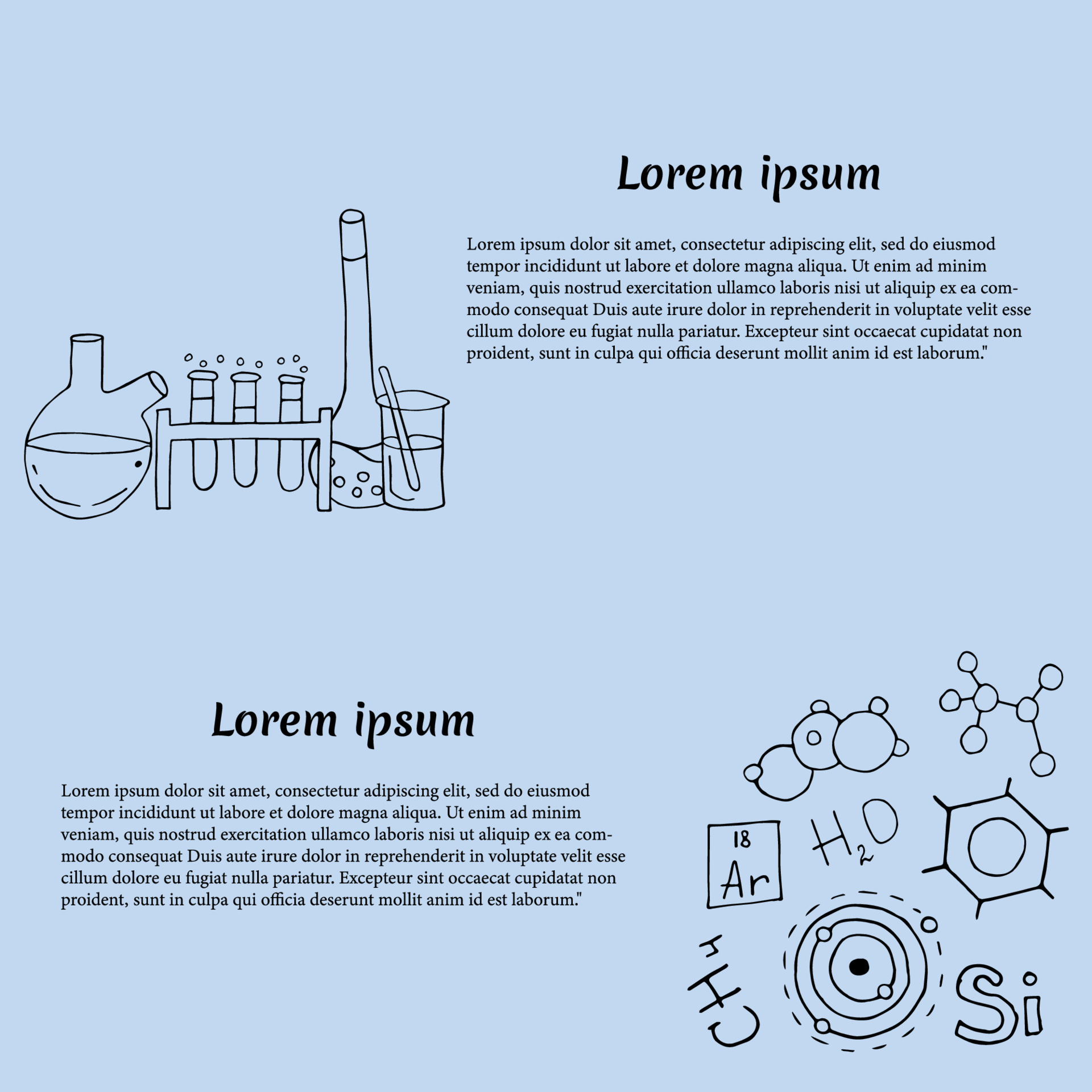 Clinical laboratory sciences doodle drawing banner. Elements such as
