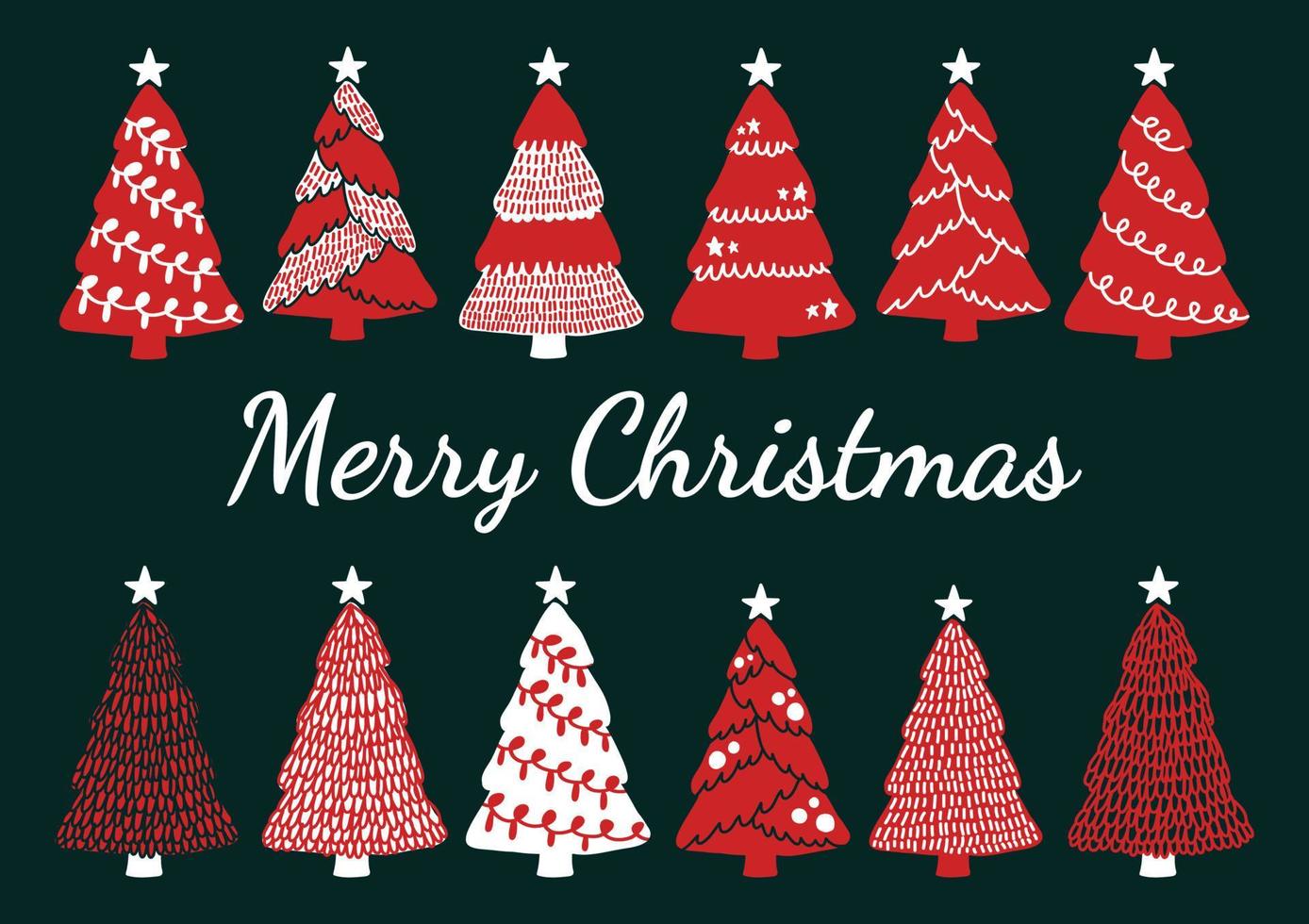 cute handraw christmas trees cute design vector