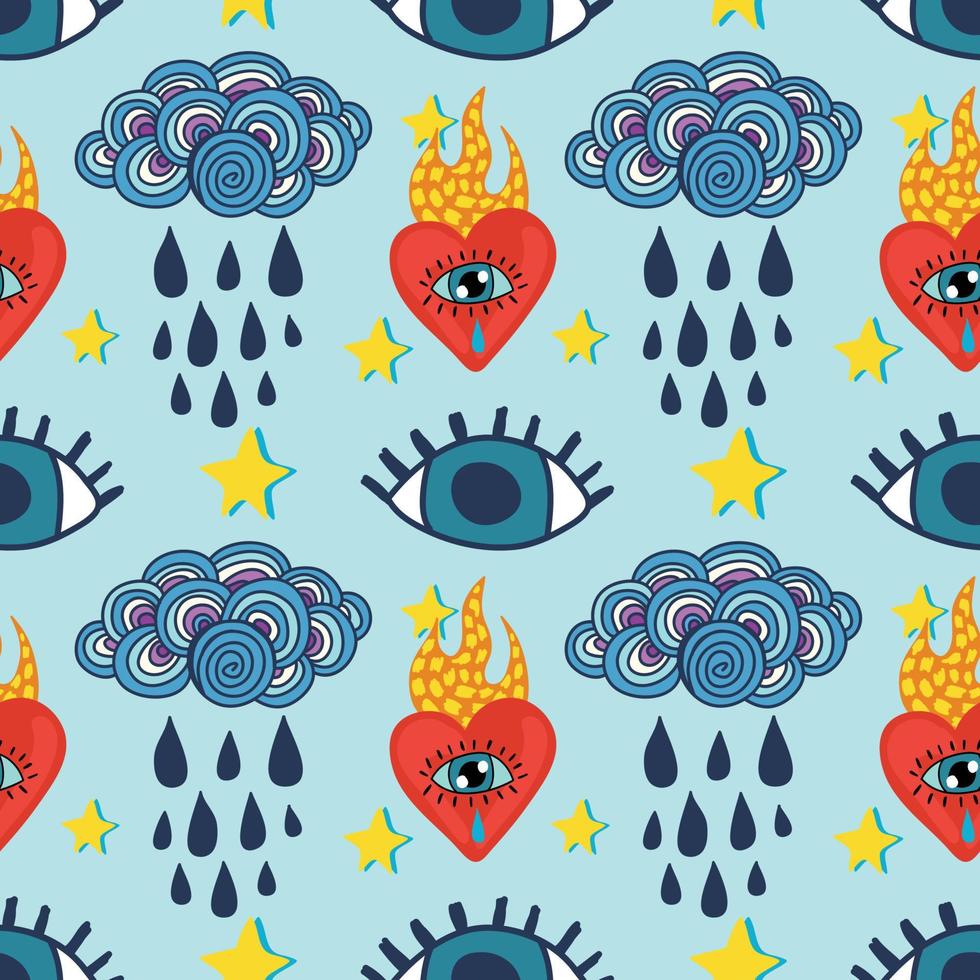 cute sacred heart seamless pattern design vector