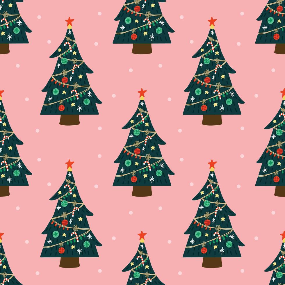 cute christmas trees seamless pattern design vector