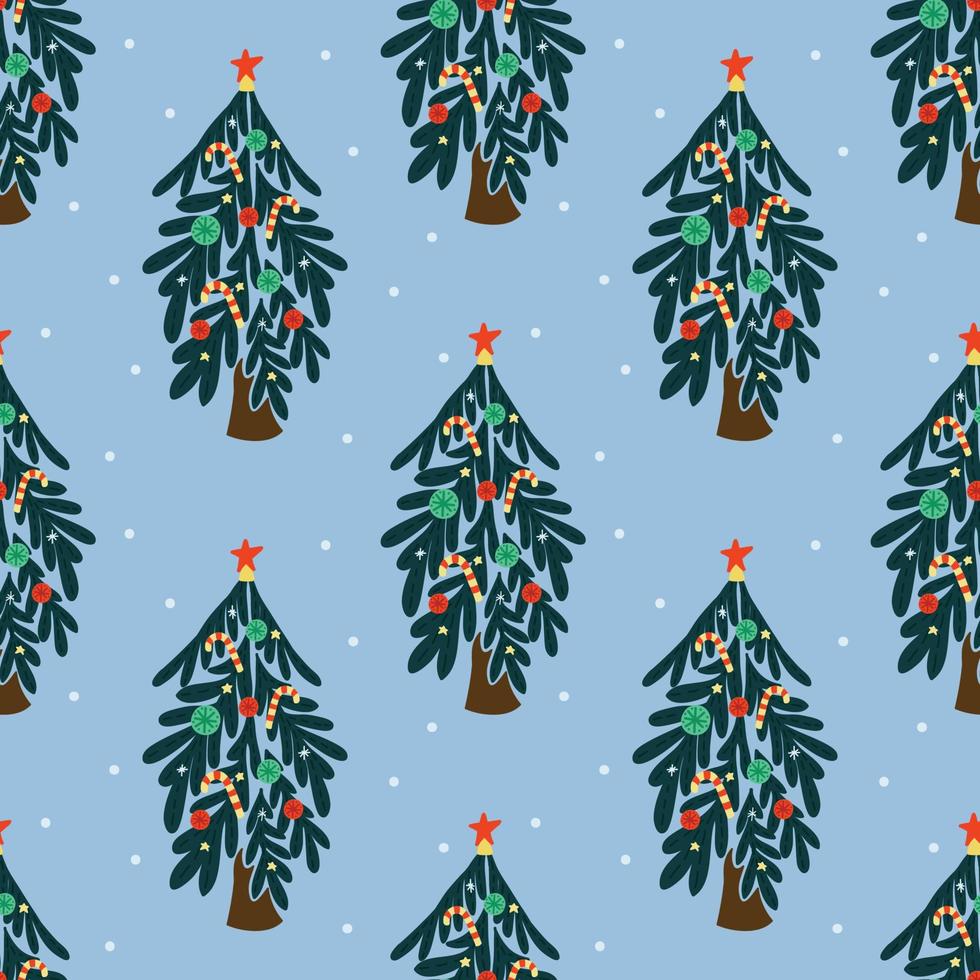 cute christmas trees seamless pattern design vector