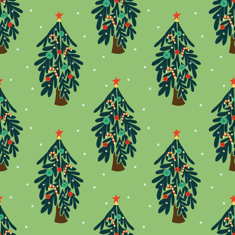 cute christmas trees seamless pattern design vector