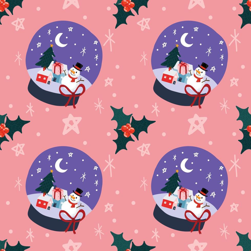 cute christmas items seamless pattern design for wrapping paper on pink background vector