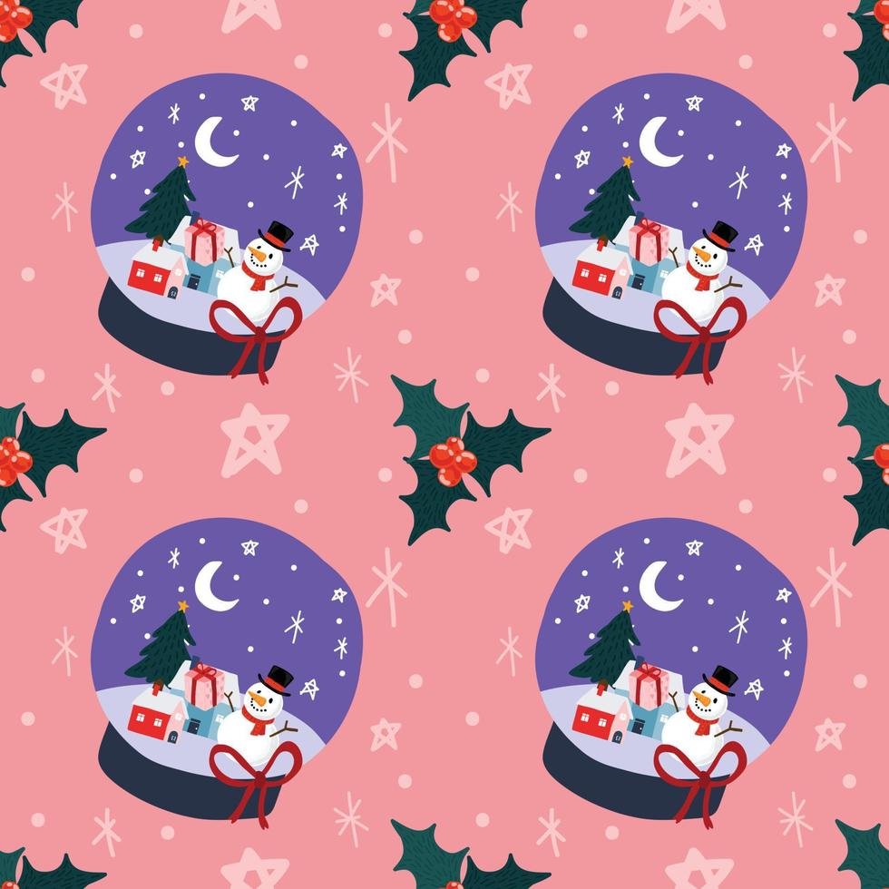 cute christmas items seamless pattern design for wrapping paper on pink background vector