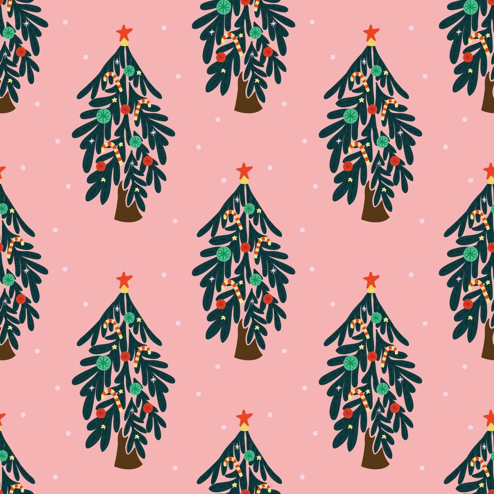 cute christmas items seamless pattern design for wrapping paper on pink background vector