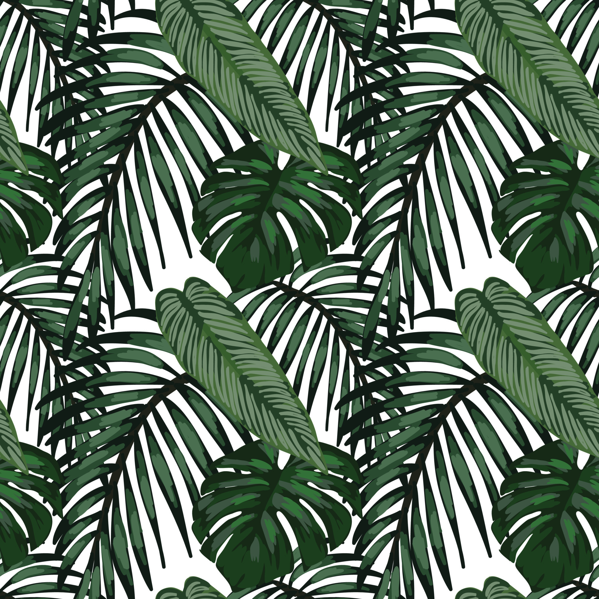 tropical leafs and tropical birds seamless design 11138505 Vector Art ...