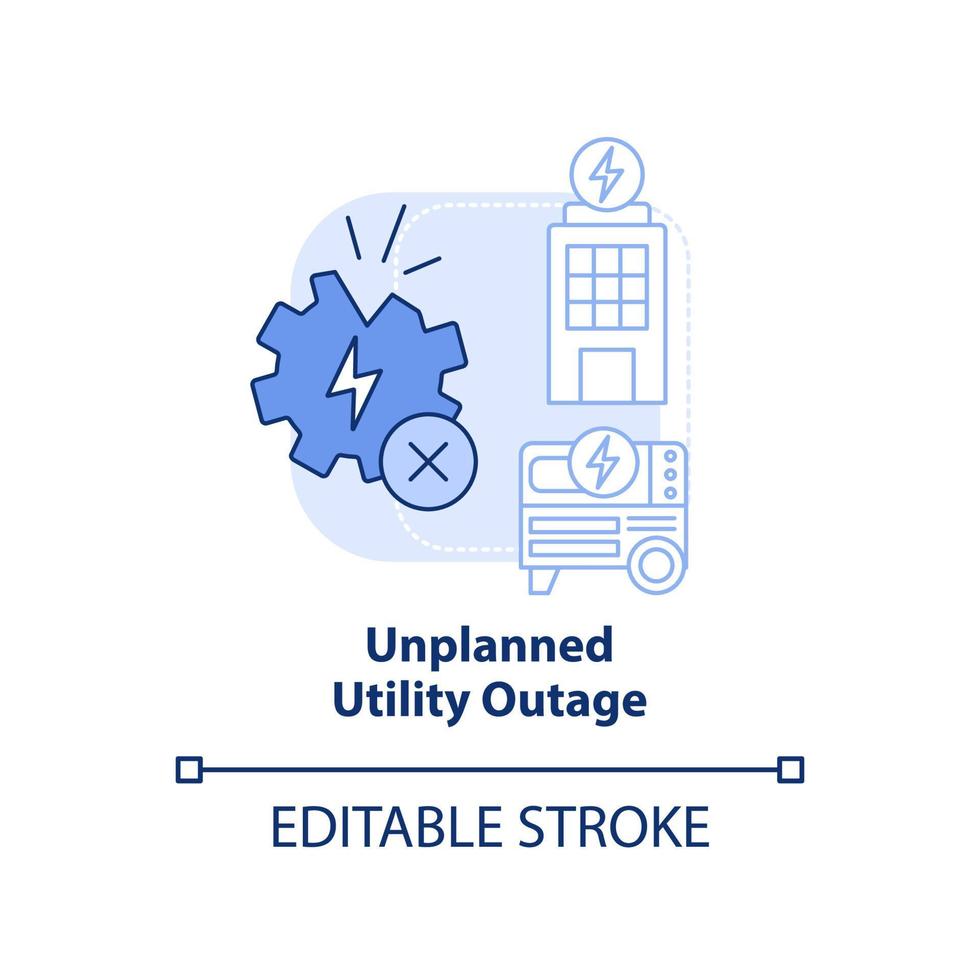 Unplanned utility outage blue light concept icon. Energy management abstract idea thin line illustration. Power generation. Isolated outline drawing. Editable stroke. vector