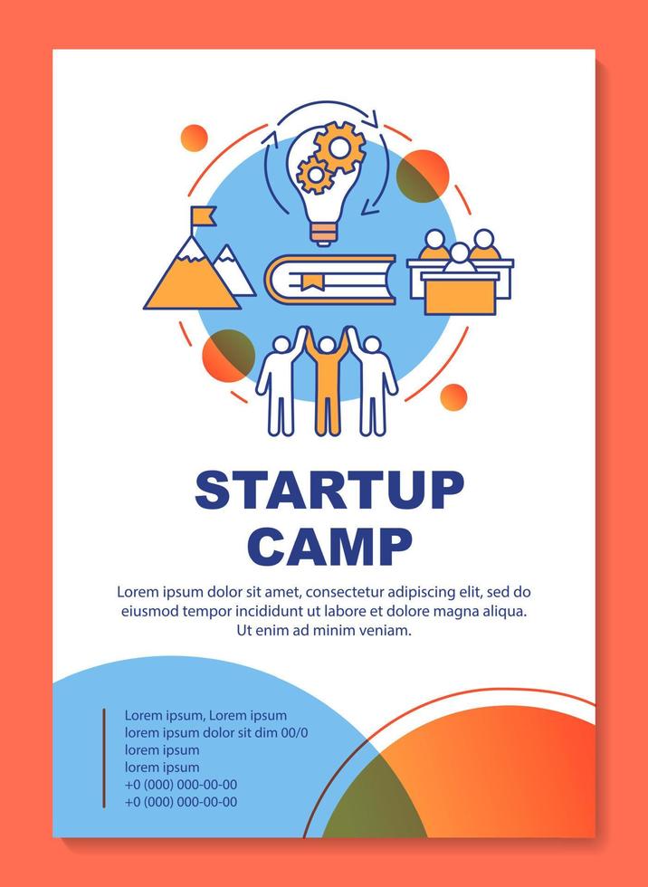 Businessman, company owner camp brochure template layout. Flyer, booklet, leaflet print design with linear illustrations. Vector page layouts for magazines, annual reports, advertising posters