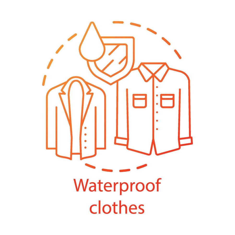 Waterproof clothes coating concept icon. Moisture resistant clothing idea thin line illustration. Hydrophobic textile, fabric waterproof properties. Vector isolated outline drawing. Editable stroke