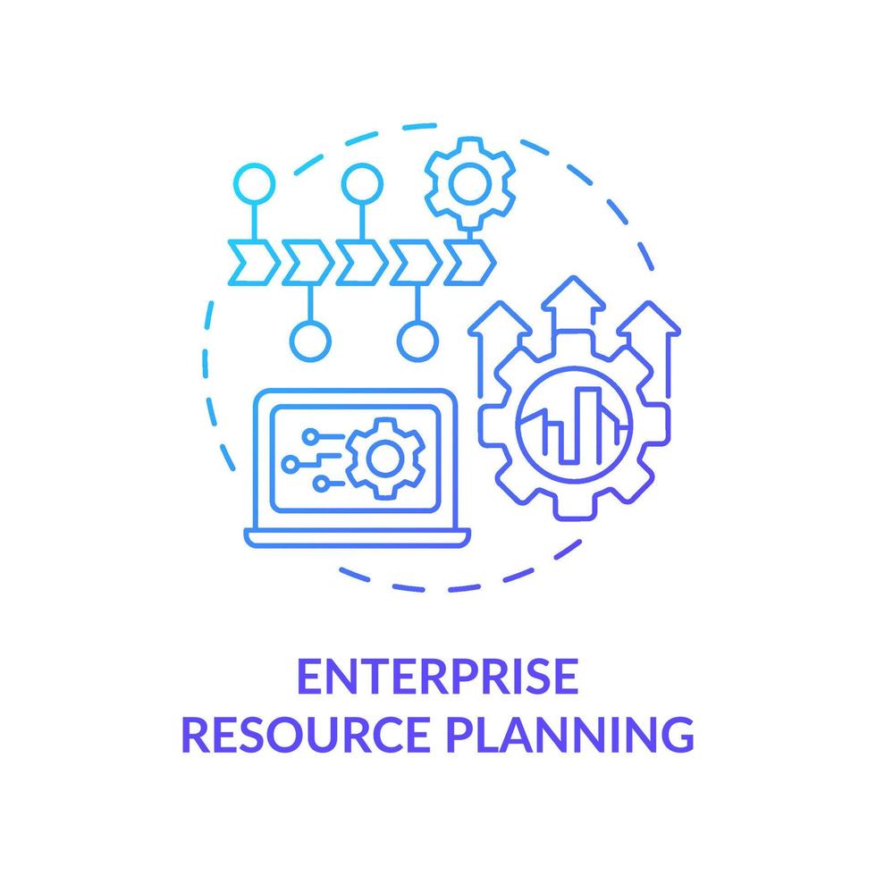 Enterprise resource planning blue gradient concept icon. Information systems abstract idea thin line illustration. Project management. Isolated outline drawing. vector